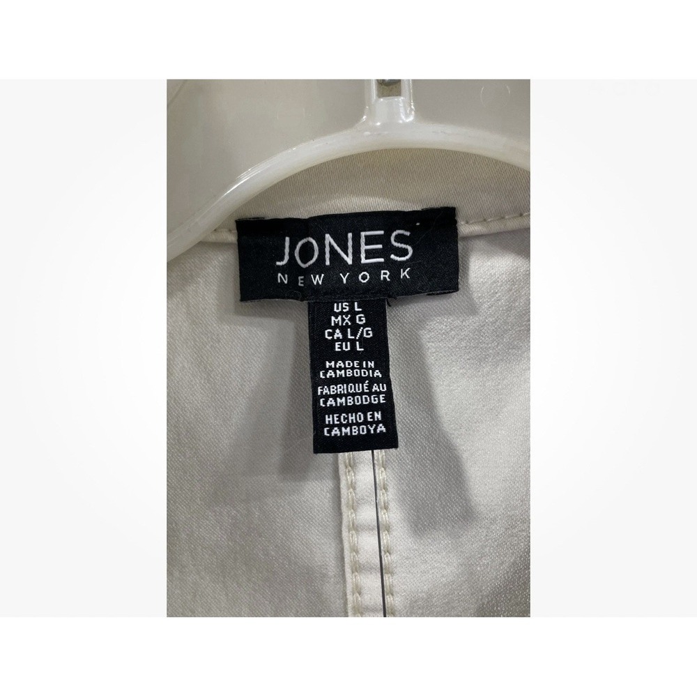 🔥Jones New York 🖤Multi Patch Pocket Jacket ecru wash cotton blend $119‎ Sz L - Picture 6 of 7